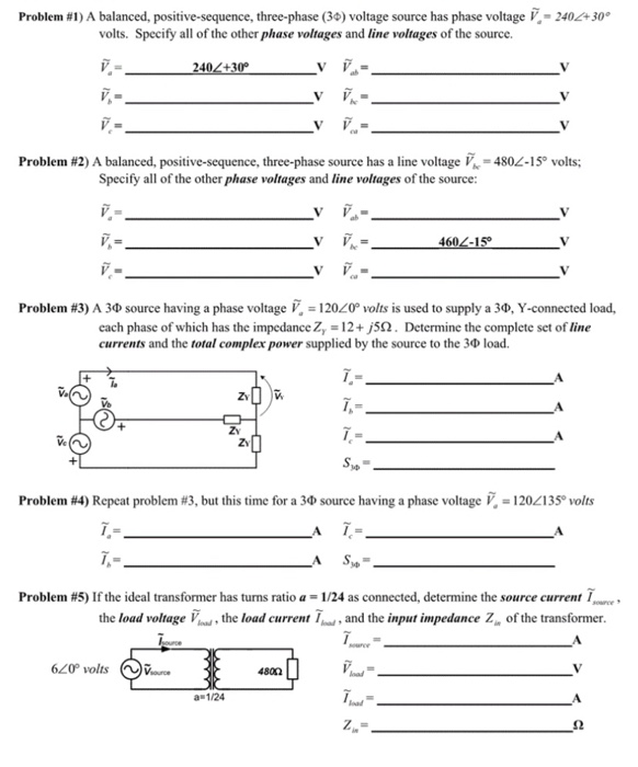 Solved Problem #1) A balanced, positive-sequence, | Chegg.com