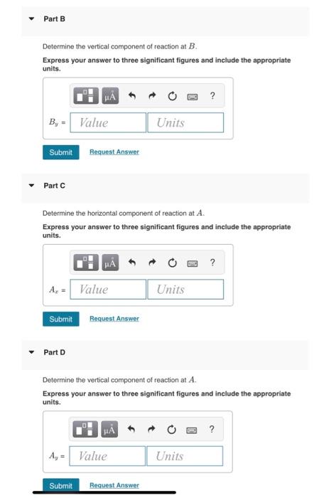 Solved Determine the components of reaction at A and B. Take | Chegg.com