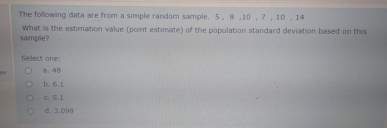 Solved The following data are from a simple random sample. | Chegg.com