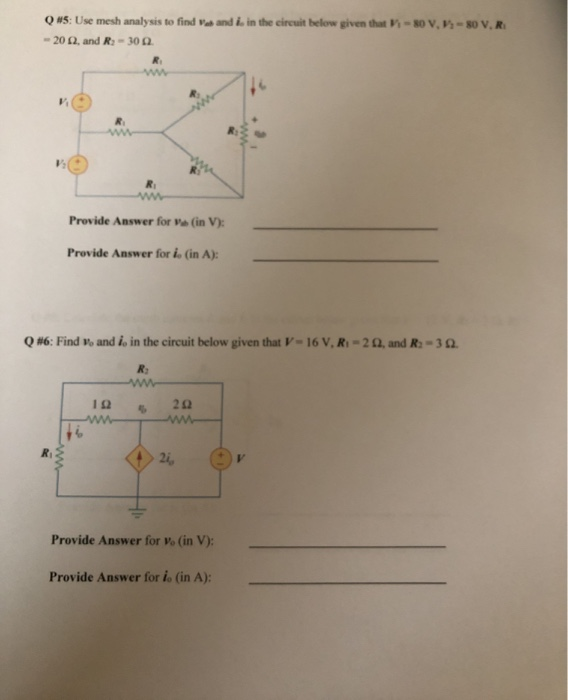 Solved Q #1: For the circuit below, find vi and 12 given | Chegg.com