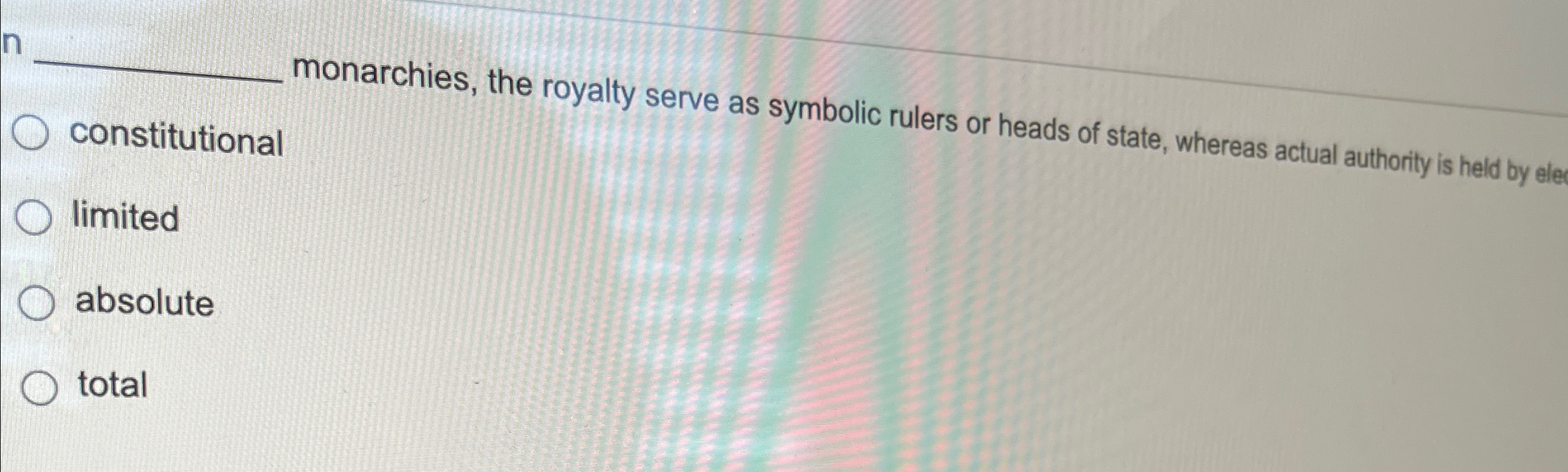 Solved ﻿monarchies, the royalty serve as symbolic rulers | Chegg.com