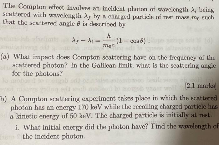 Solved The Compton effect involves an incident photon of | Chegg.com