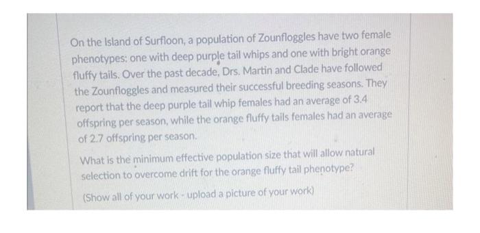 Solved On the Island of Surfloon, a population of | Chegg.com