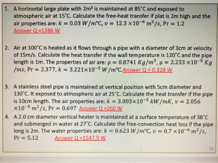 Solved 1 A Horizontal Large Plate With 2m Is Maintained Chegg Com