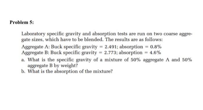 Solved Problem 5: Laboratory specific gravity and absorption | Chegg.com