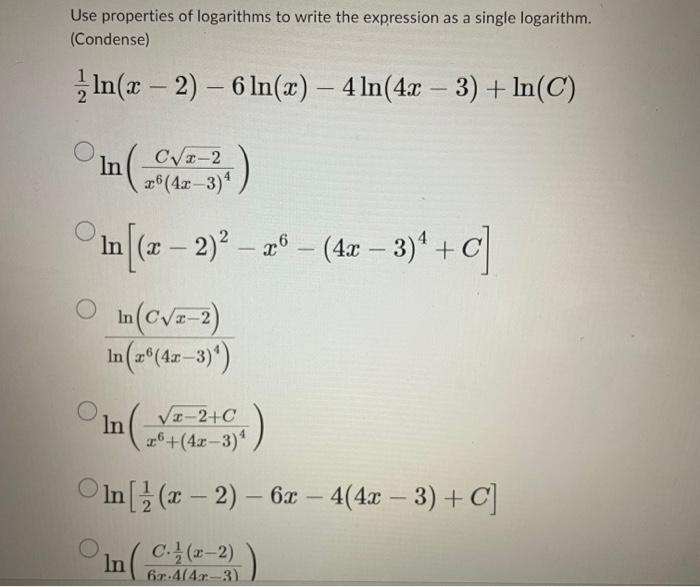 Solved Use Properties Of Logarithms To Write The Expression 1266