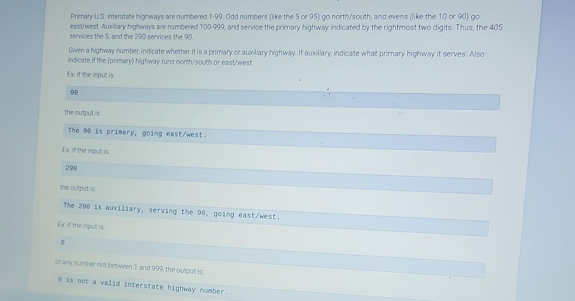 Solved Primary Us Interstate Highways Are Numbered 1 99 3183