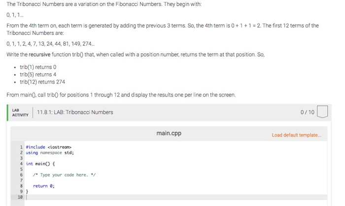 Solved The Tribonacci Numbers are a variation on the | Chegg.com
