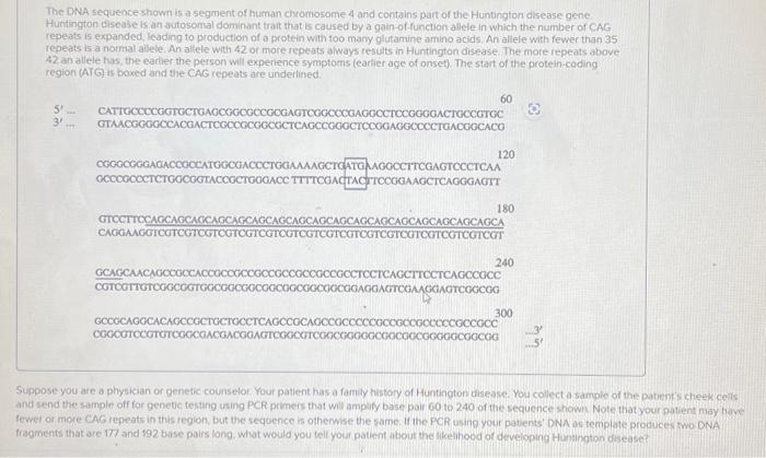 Solved The DNA sequence shown is a segment of human | Chegg.com