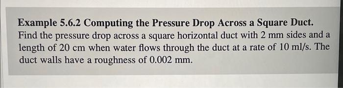 Solved Example 5.6.2 Computing the Pressure Drop Across a | Chegg.com