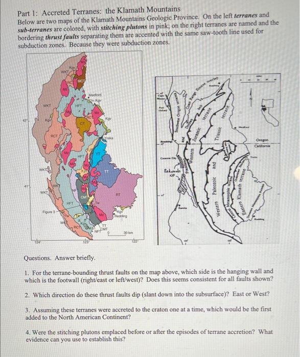 Solved Part 1 Accreted Terranes the Klamath Mountains