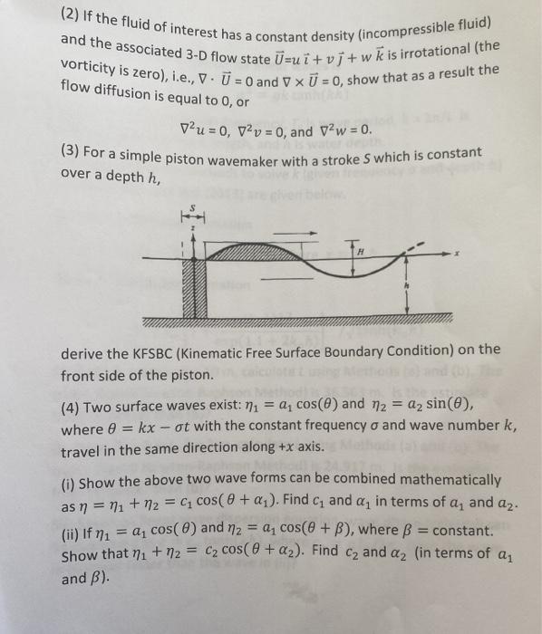 Solved 2 If The Fluid Of Interest Has A Constant Densit Chegg Com