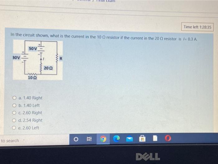 Solved 10 Cad Time left 1:28:35 In the circuit shown, what | Chegg.com