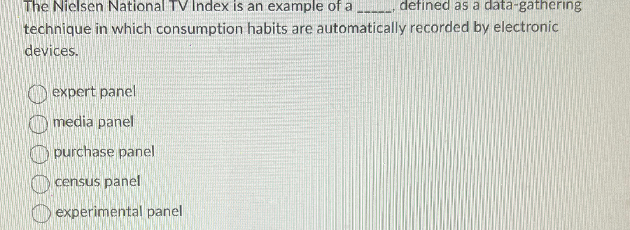 Solved The Nielsen National TVIndex is an example of a q, | Chegg.com