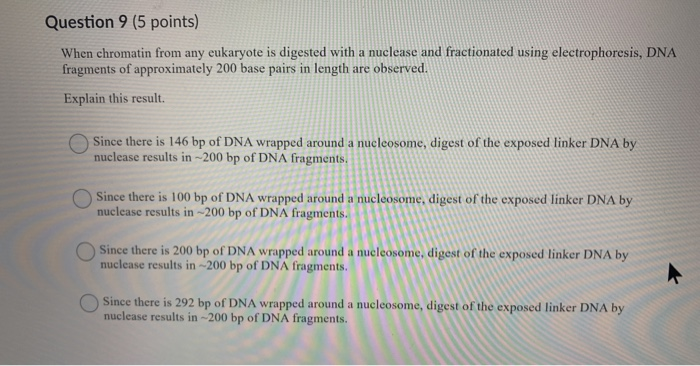 solved question 8 1 point what is linker dna it s dn chegg com