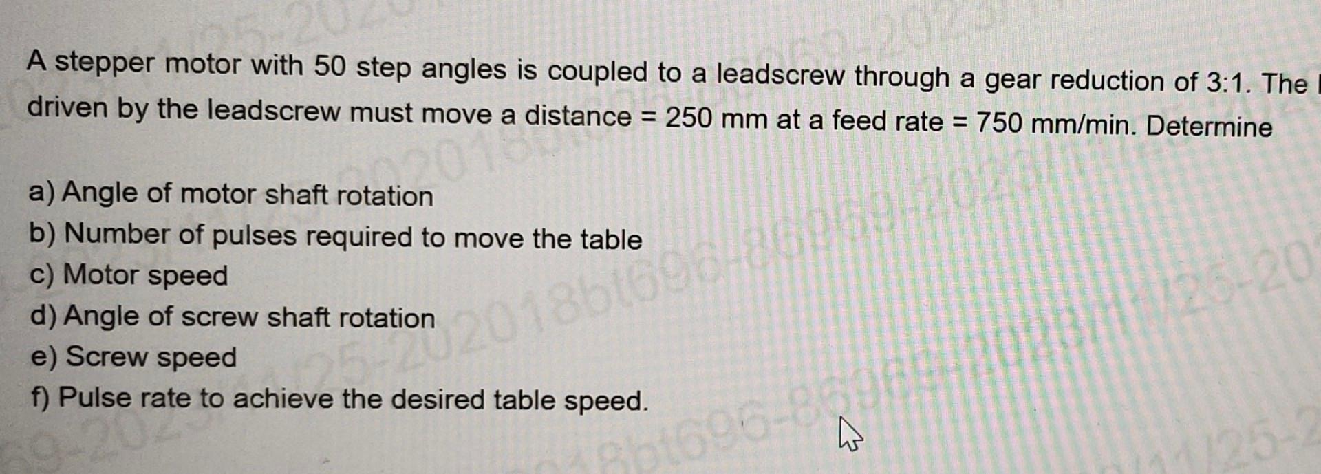 Solved A stepper motor with 50 step angles is coupled to a | Chegg.com