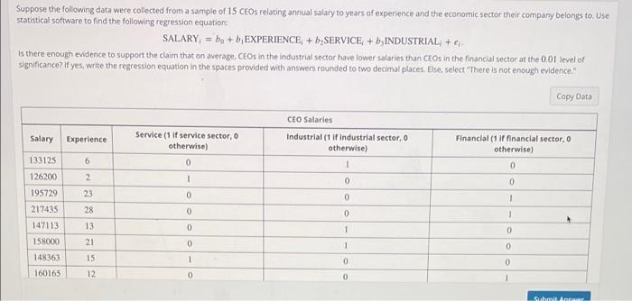 Solved Suppose the following data were collected from a | Chegg.com
