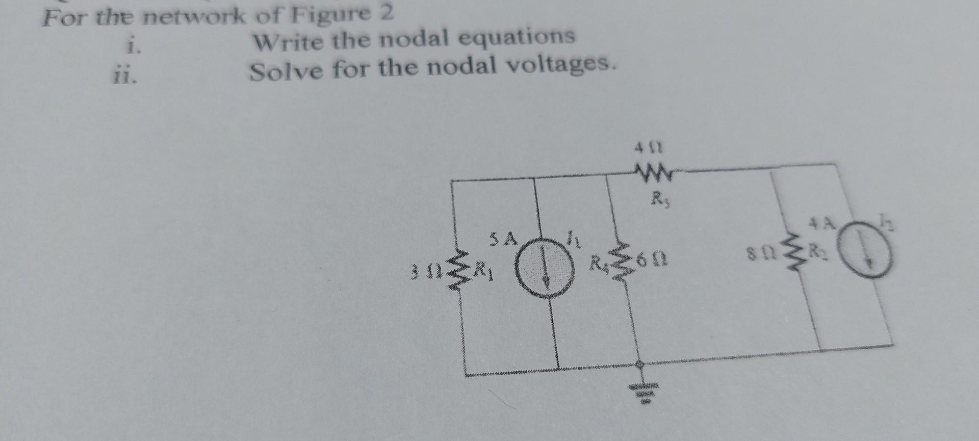 Solved For the network of Figure 2 i. Write the nodal | Chegg.com