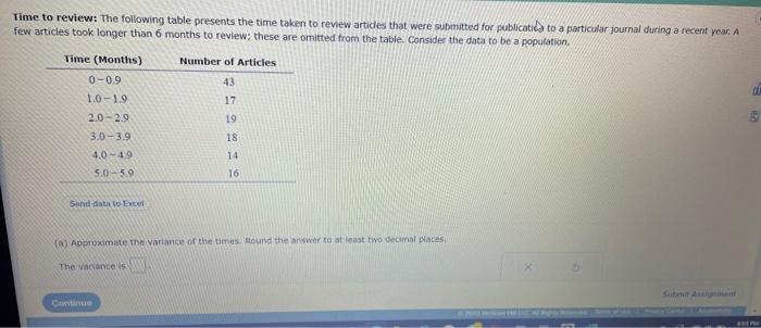 Solved Ime To Review: The Following Table Presents The Time | Chegg.com