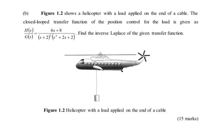 Solved (b) Figure 1.2 shows a helicopter with a load applied | Chegg.com