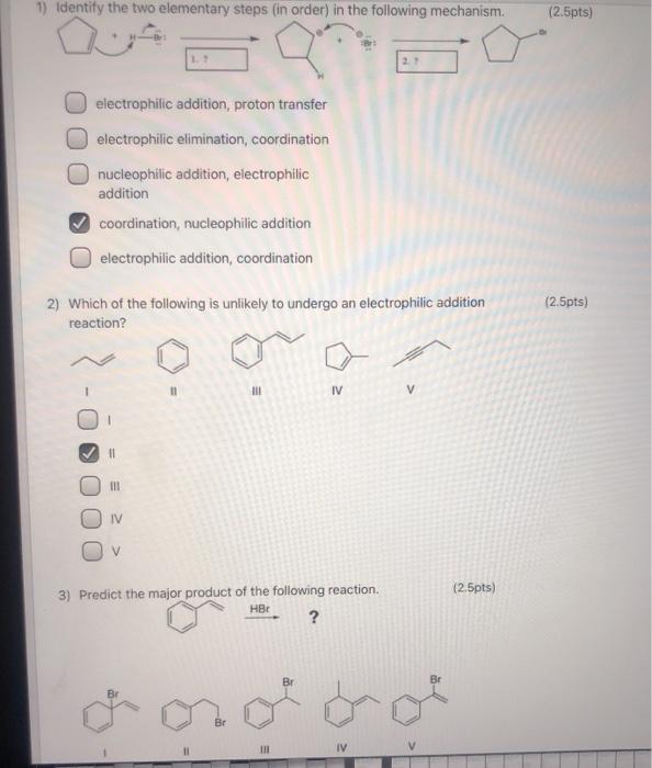 Solved 1) Identify the two elementary steps (in order) in | Chegg.com