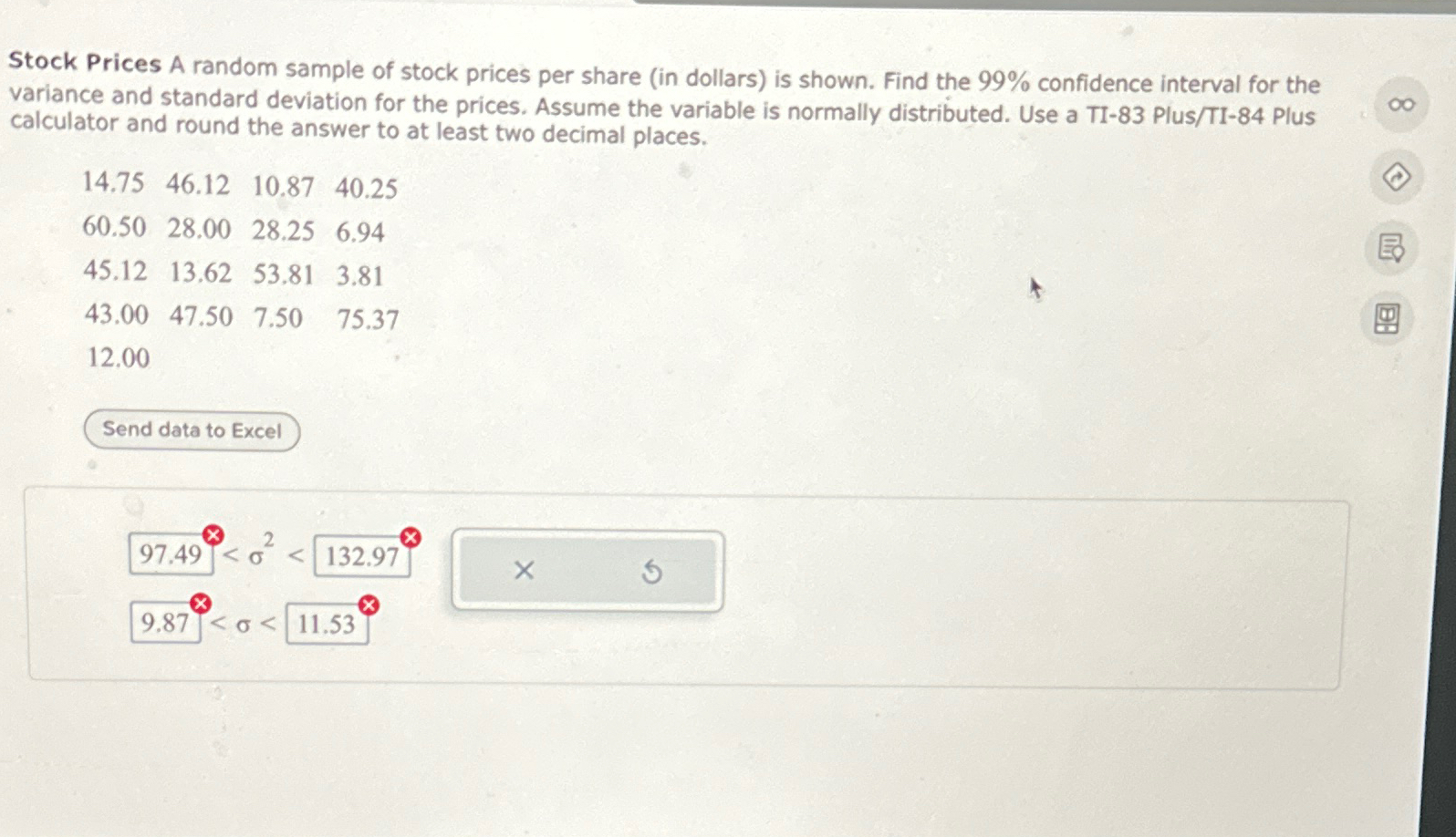 Solved Stock Prices A random sample of stock prices per | Chegg.com