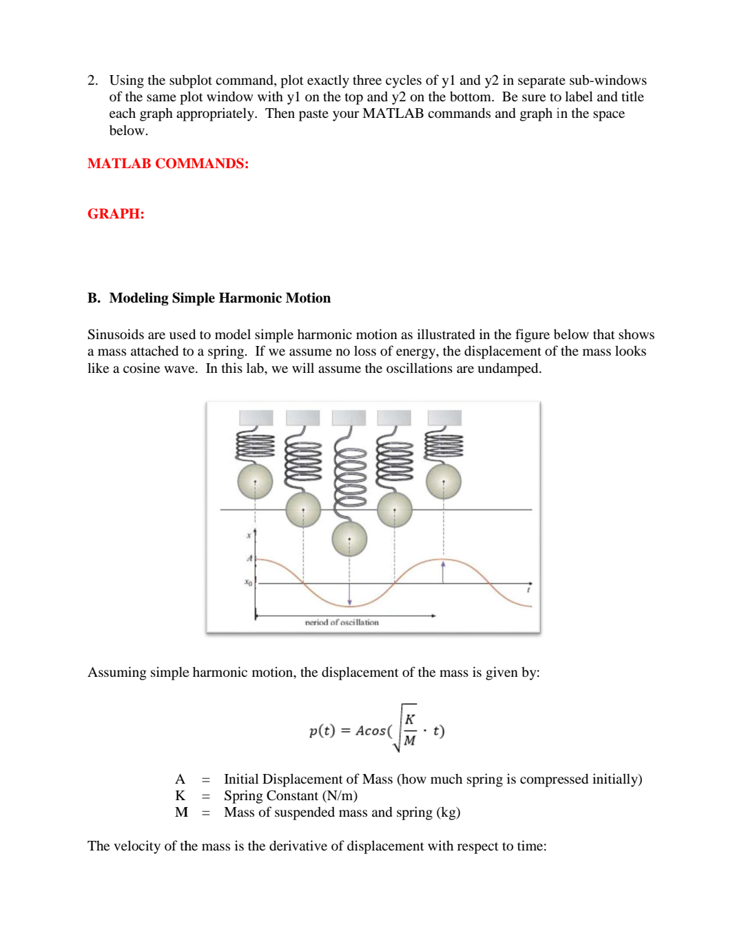 Solved Lab 4: Sinusoidal Functions And Simple Harmonic | Chegg.com