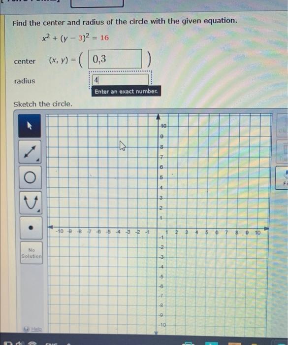 Solved Find the center and radius of the circle with the | Chegg.com