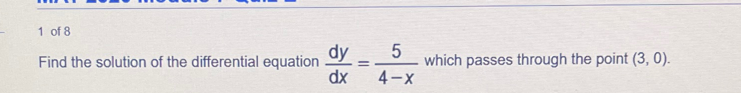 Solved 1 ﻿of 8Find the solution of the differential equation | Chegg.com