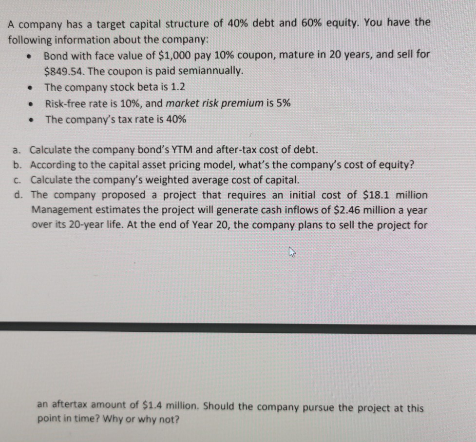 solved-a-company-has-a-target-capital-structure-of-40-debt-chegg