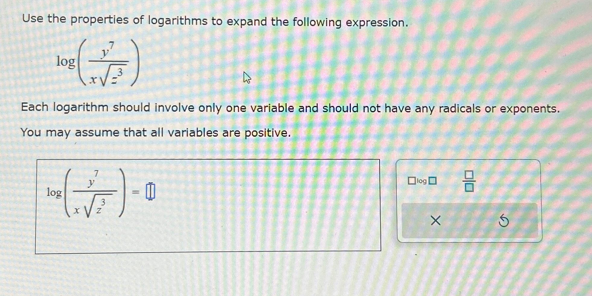 Solved Use The Properties Of Logarithms To Expand The Chegg Com