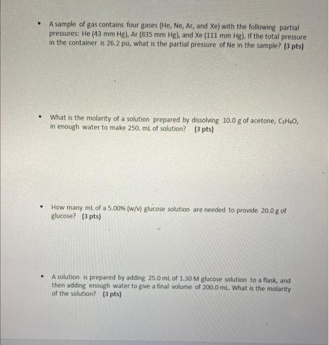 Solved - A sample of gas contains four gases (He, Ne, Ar, | Chegg.com