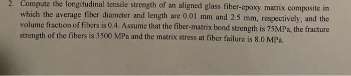 Solved 2. Compute the longitudinal tensile strength of an | Chegg.com