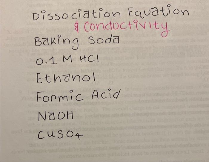 Solved Dissociation Equation \& Conductivity Baking soda