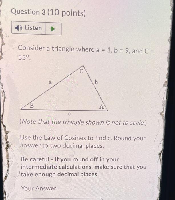 Solved Question 3 (10 points) Listen Consider a triangle | Chegg.com