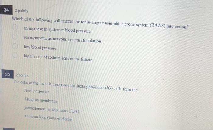 Solved 36 2 points Which of these is a hormone that lowers | Chegg.com