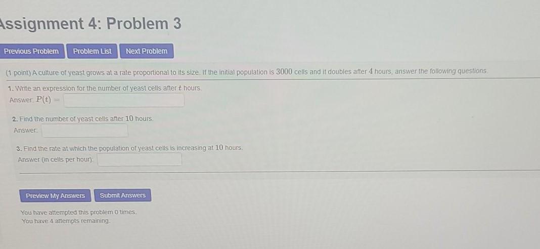 Solved Assignment 4: Problem 3 Previous Problem Problem List | Chegg.com