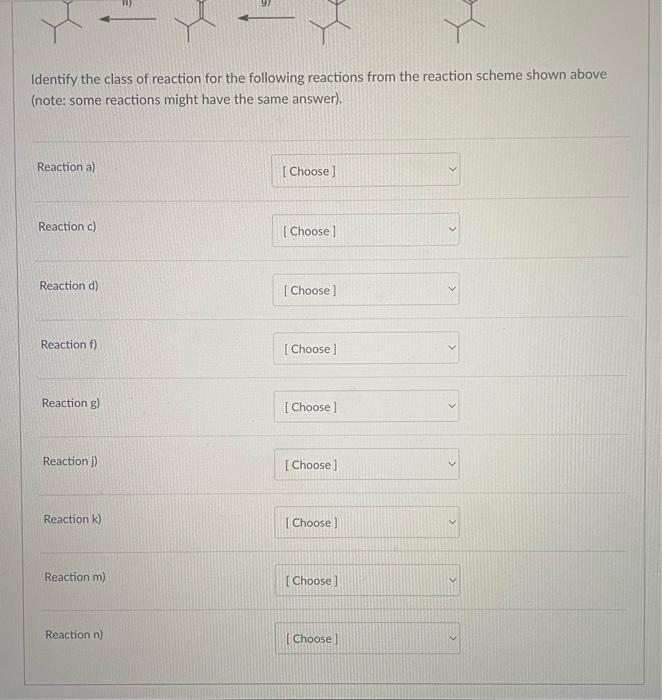 Solved c) i) k) Identify the class of reaction for the | Chegg.com