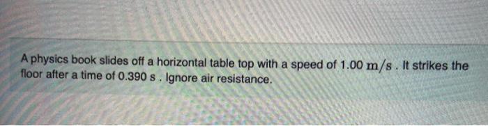 Solved A physics book slides off a horizontal table top with | Chegg.com