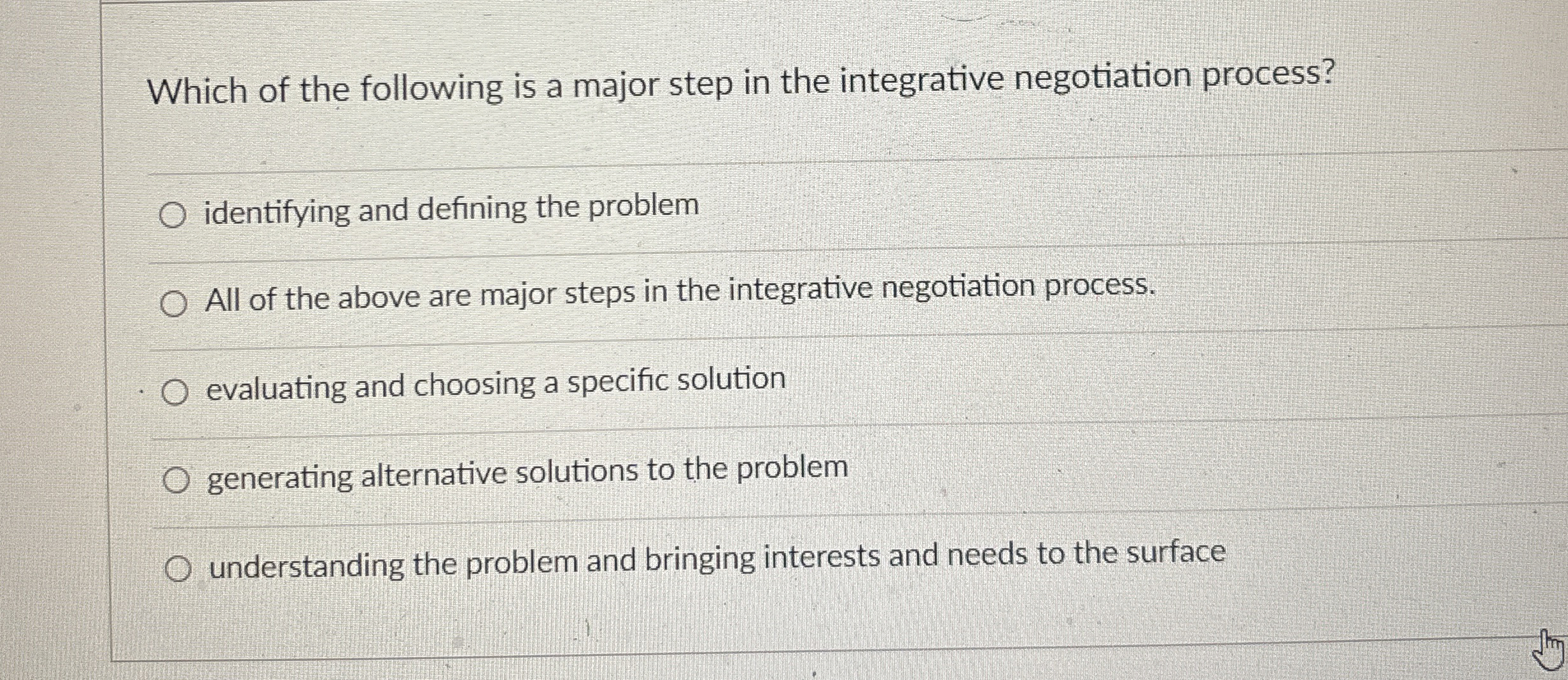 Solved Which of the following is a major step in the | Chegg.com