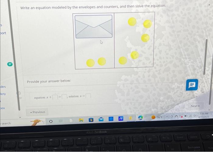 Solved Write an equation modeled by the envelopes and | Chegg.com