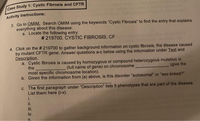 case study 1 cystic fibrosis answers