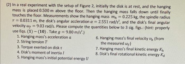 (2) In a real experiment with the setup of Figure 2, | Chegg.com