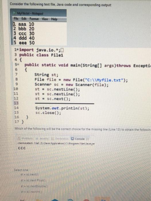 Solved Consider the following text file, Java code and | Chegg.com