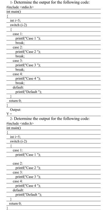 Solved 1- Determine The Output For The Following Code: | Chegg.com