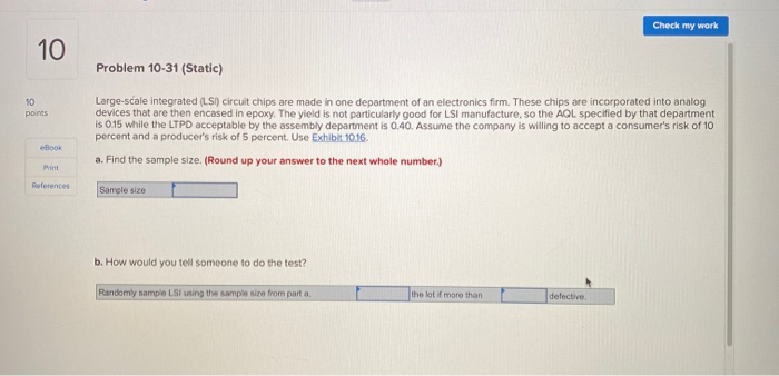 Solved Check my work 10 Problem 10-31 (Static) points | Chegg.com