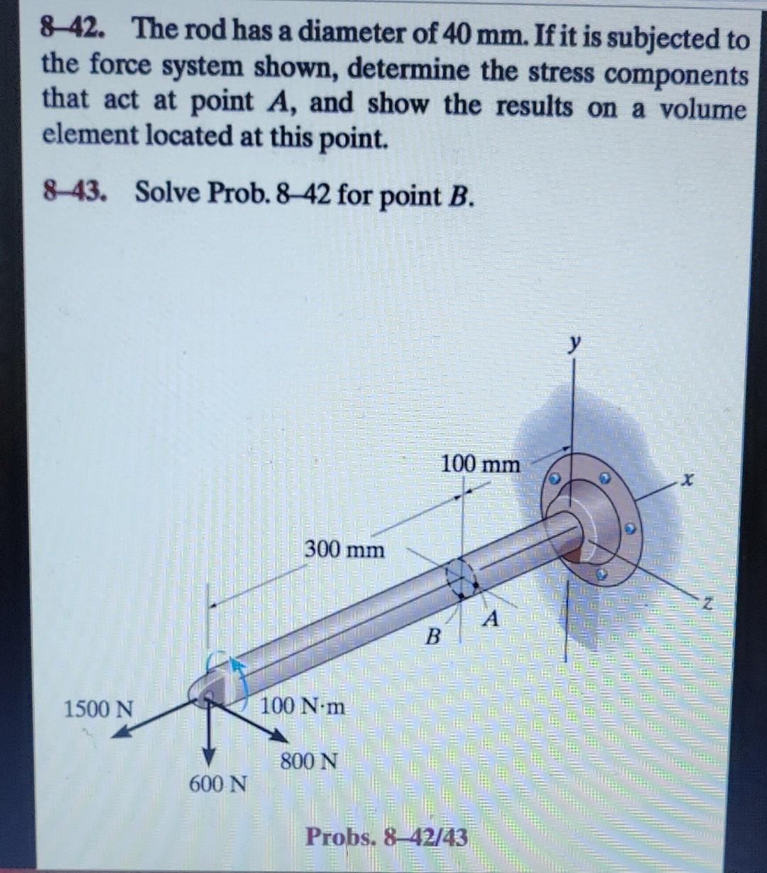 Solved 8-42. The rod has a diameter of 40 mm. If it is | Chegg.com