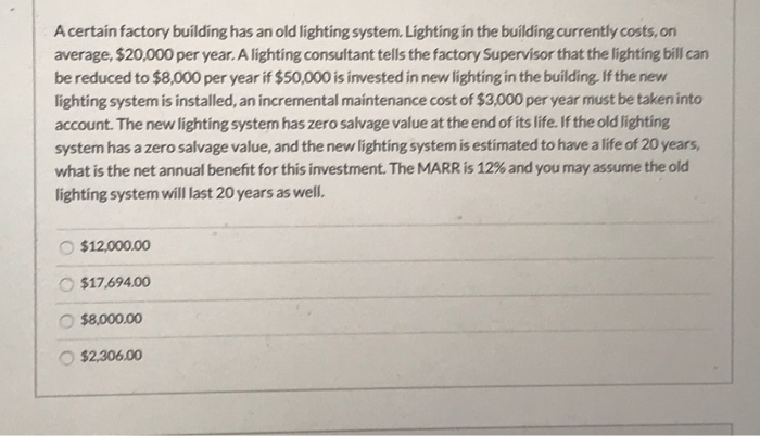 your assignment factory lighting problem