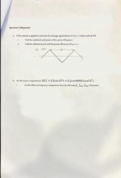 Solved Question 3 ( 40 ﻿points)4. If AM ﻿scheme is ﻿applied | Chegg.com