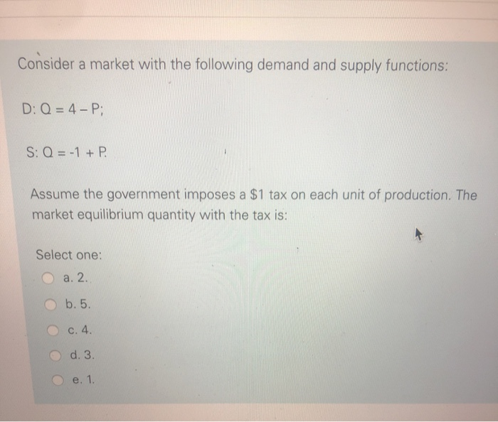 Solved Consider a market with the following demand and | Chegg.com